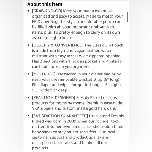 Freshly Picked Classic Zip Pouch Stone. NWOT. - Picture 8 of 8